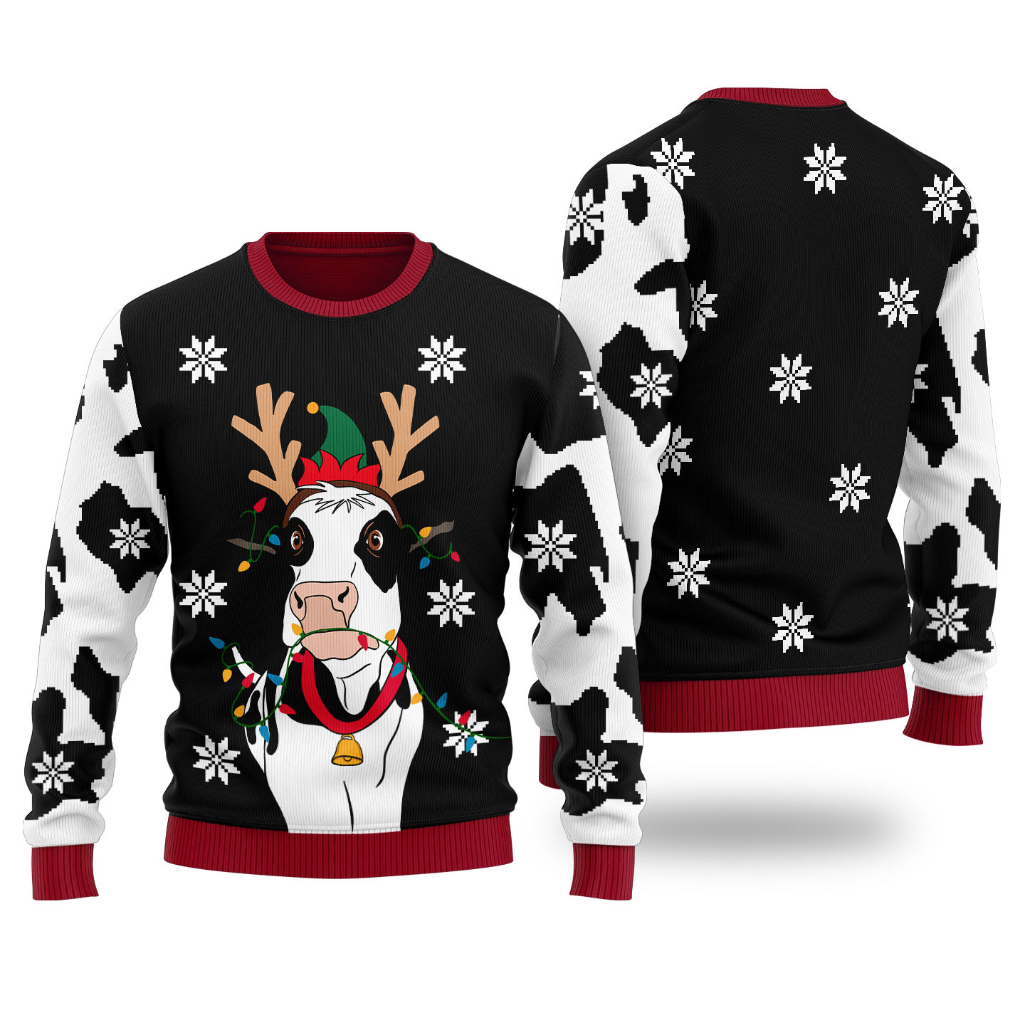 Funny Cow Ugly Christmas Sweater Black Holiday Merch That Makes a Perfect Christmas Gift