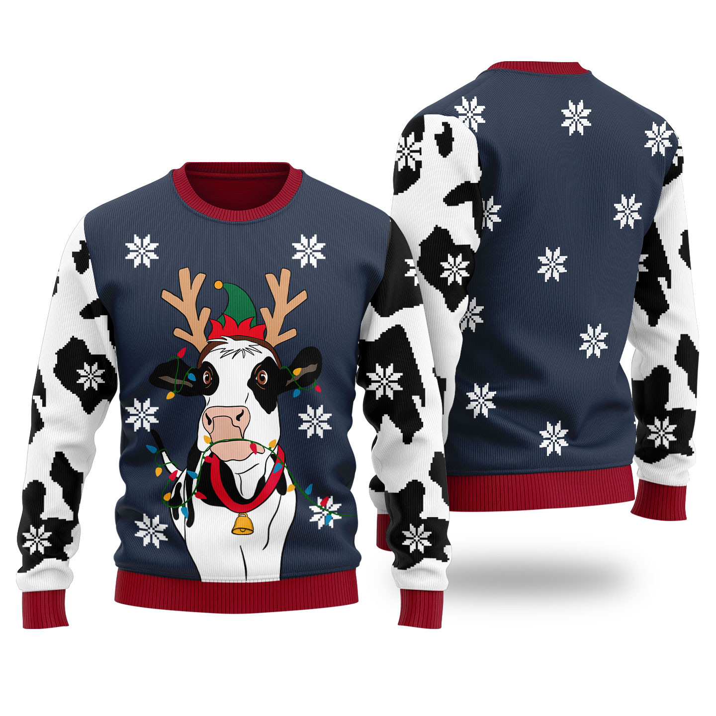 Funny Cow Ugly Christmas Sweater Navy Holiday Merch That Makes a Perfect Christmas Gift