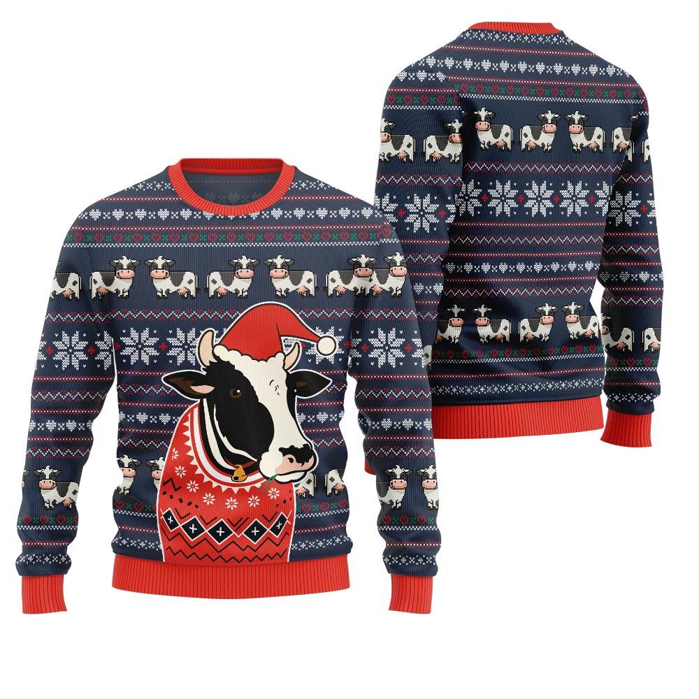 Funny Cow Ugly Christmas Sweater Trendy Christmas Sweater for Winter Outfits