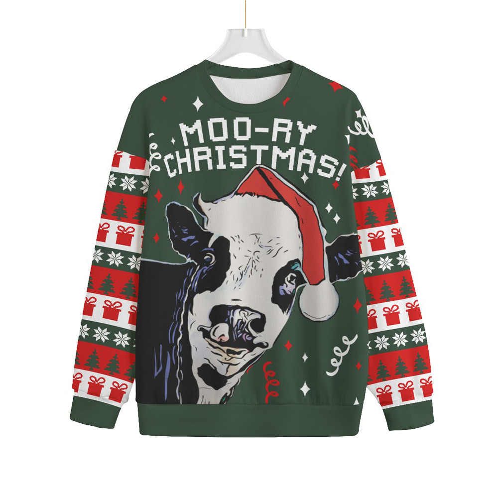 Funny Cow Womens Plus Size Ugly Christmas Sweater Best Gift Idea for Christmas Enthusiasts