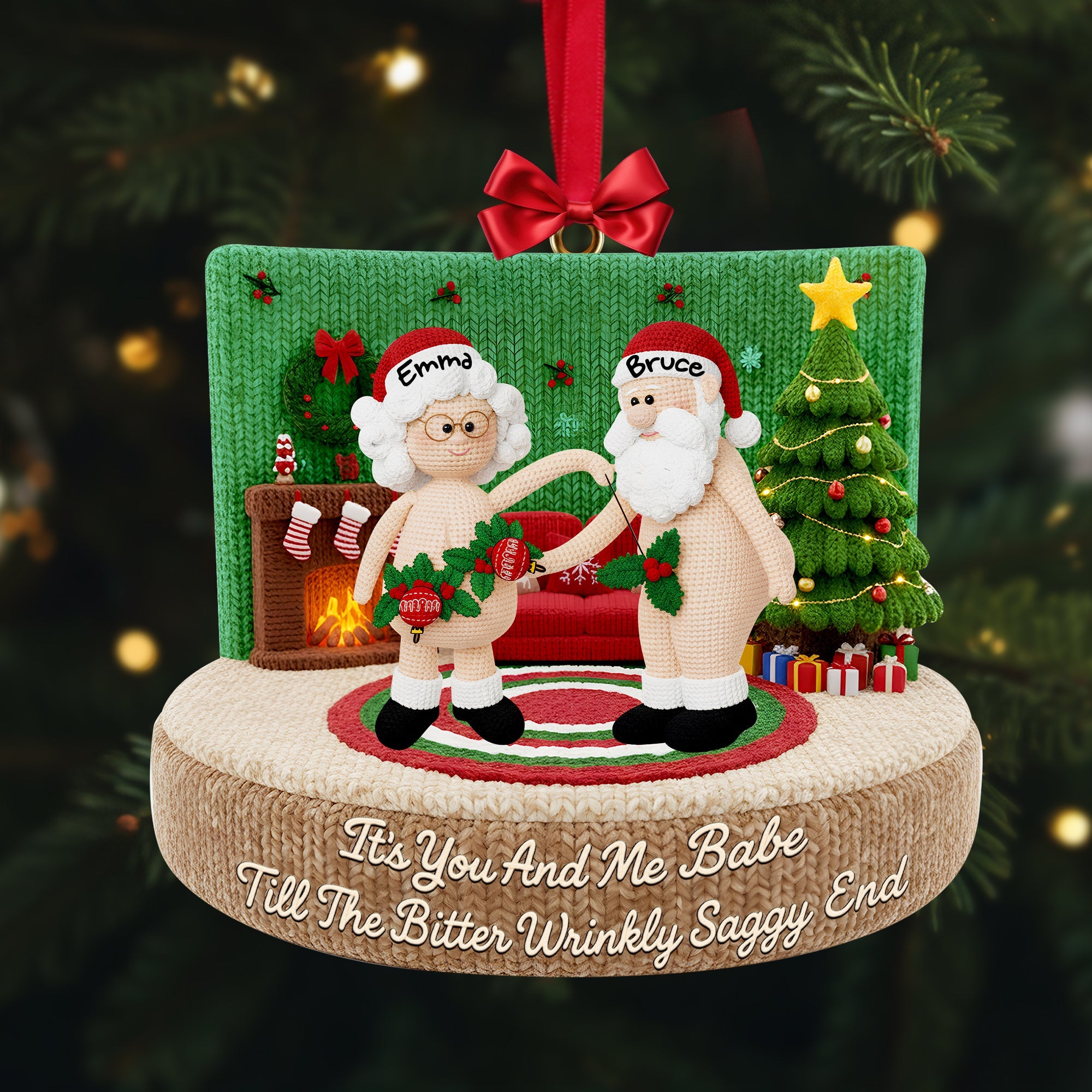Funny Crochet Old Couple Ornament - Personalized Gifts For Couples - Funny Christmas Ornament Gift