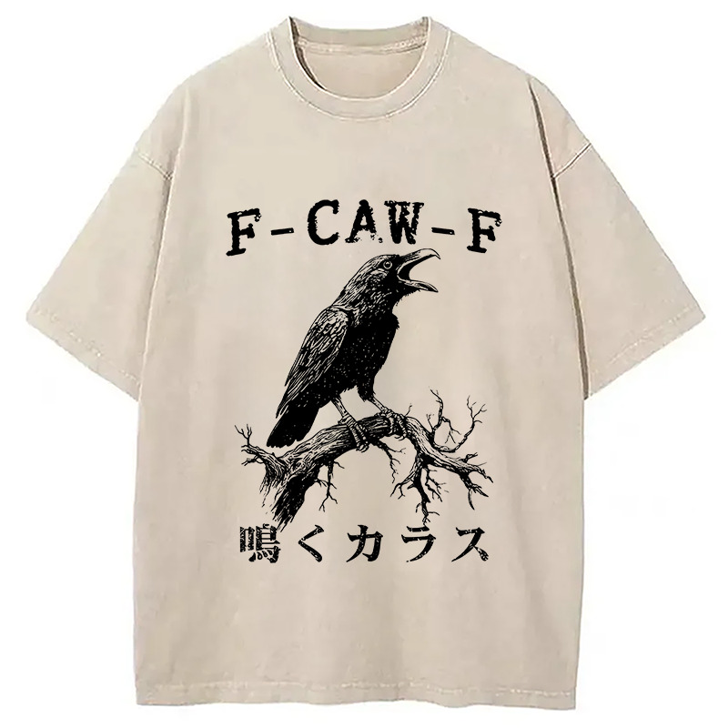 Funny Crow Call Washed T-Shirt Minimal Retro Graphic Clothing Gifts For BFF