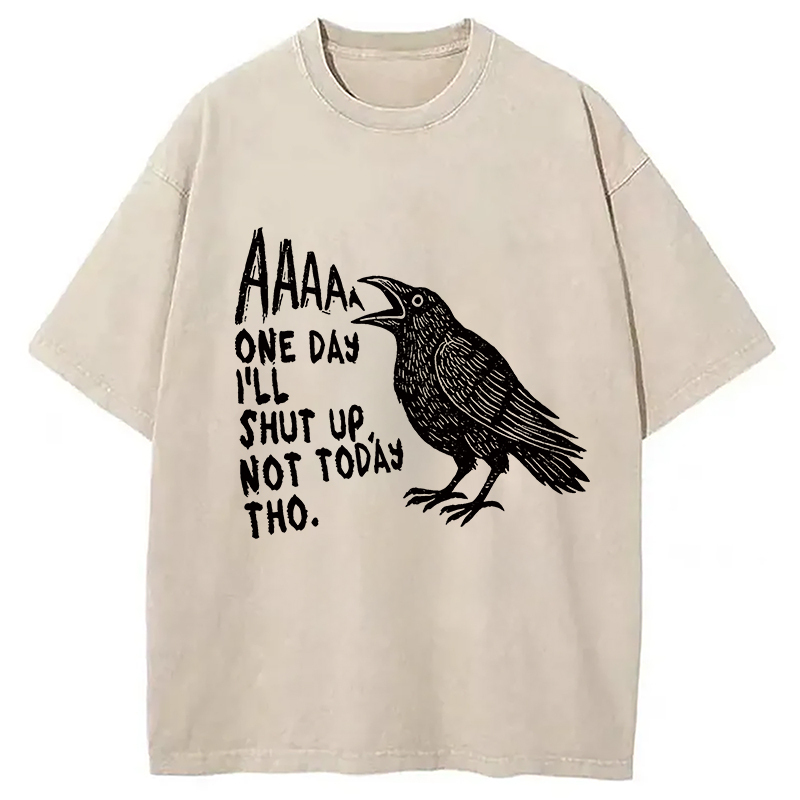 Funny Crow Japan Washed T-Shirt Retro Humor Graphic Top Gifts For BFF