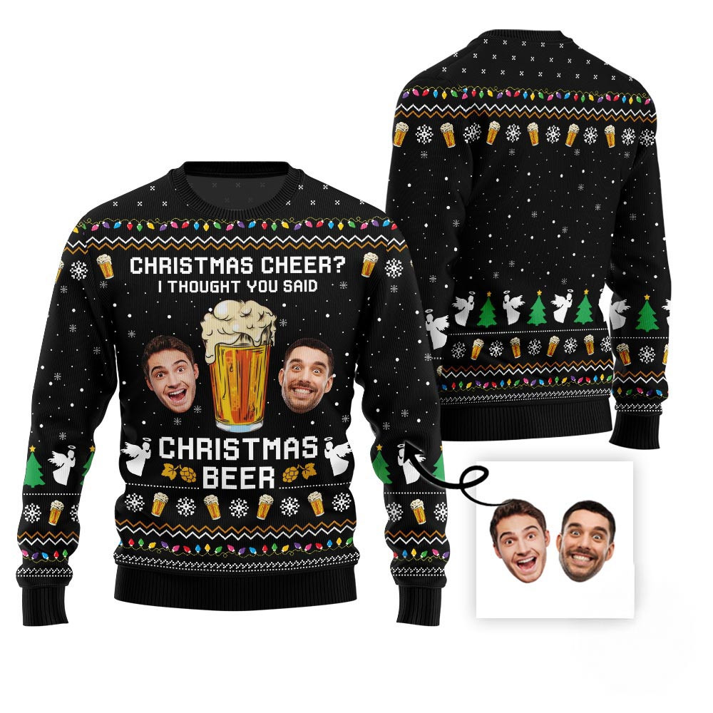 Funny Custom Face Beer Ugly Christmas Sweater Nice Christmas Sweaters For Men