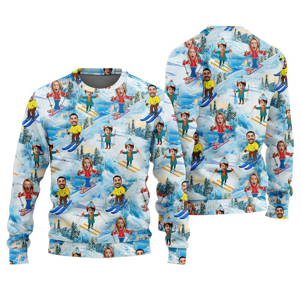 Funny Custom Face Christmas For Family Snowman Ugly Sweater Baby Blue Funny Christmas Sweaters