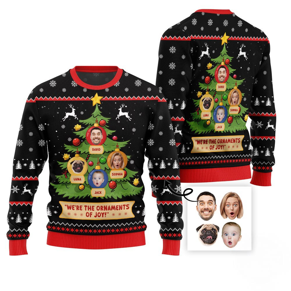 Funny Custom Face Family Tree Holiday Sweater Best Ugly Christmas Sweaters