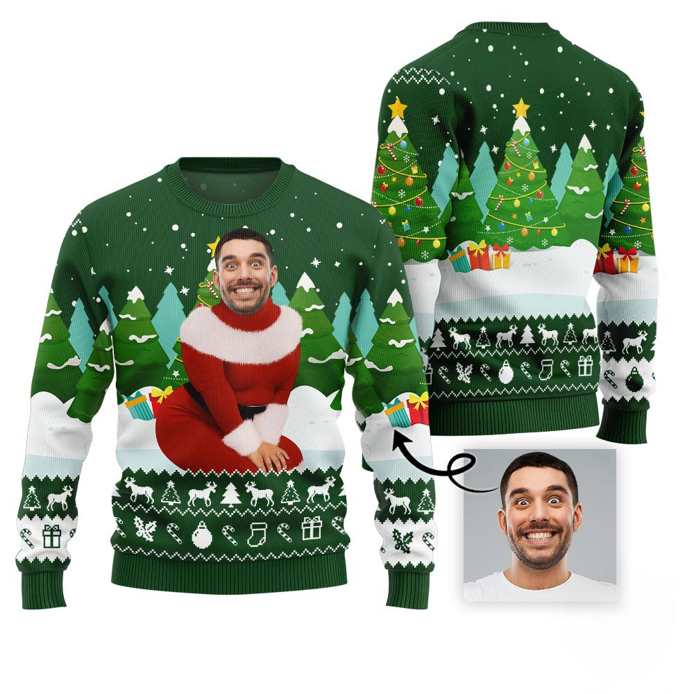 Funny Custom Face Santa Sweater Christmas Vacation Sweater