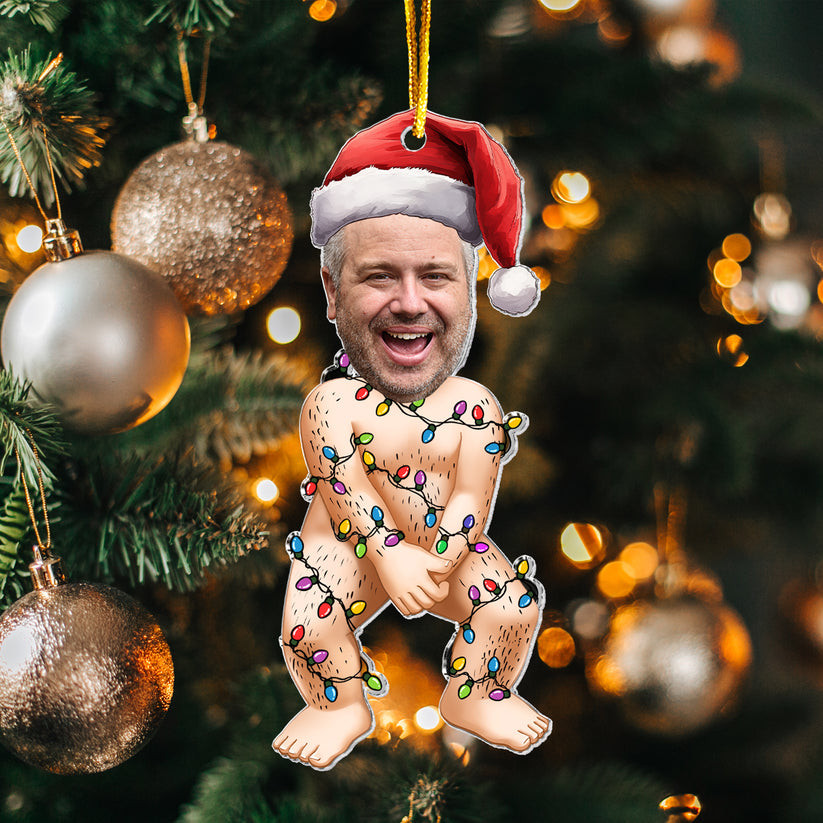 Funny Custom Photo Christmas Led Lights  Personalized Acrylic Photo Ornament Personalized Funny Christmas Ornament