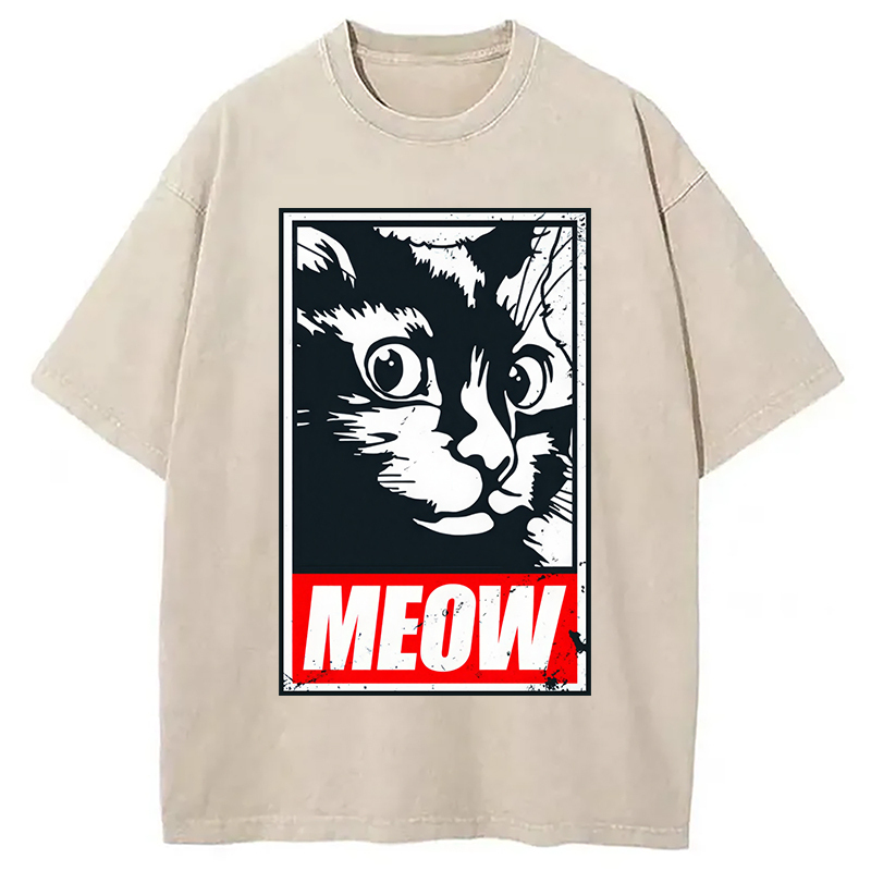 Funny Cute Kitty Cat Meow Meme Washed T-Shirt Unique Aesthetic Fashion Tee Gifts For Her Funny Cute Kitty Cat Meow Meme Washed T-Shirt Unique Aesthetic Fashion Tee Gifts For Her