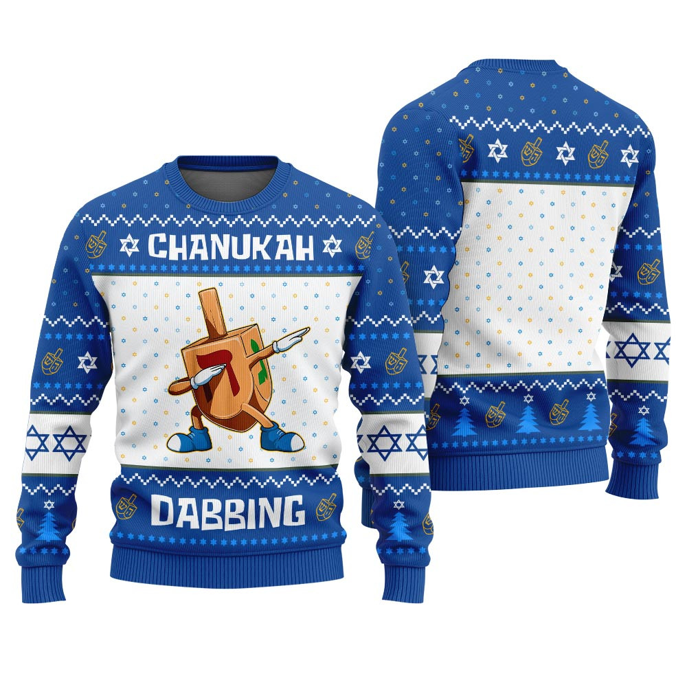 Funny Dabbing Dreidel Hanukkah Sweater Royal Custom Holiday Sweater Merch That Warms the Heart