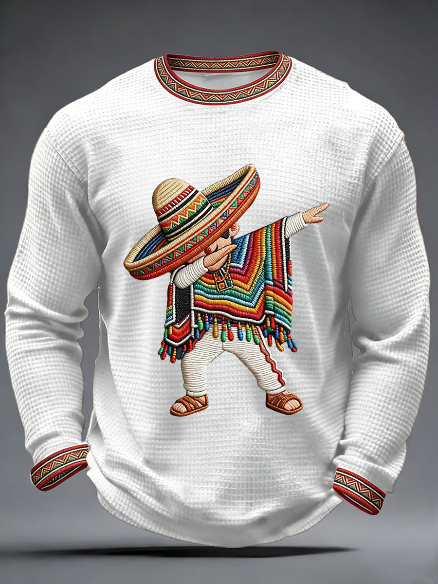 Funny Dabbing Mexican Long Sleeve Shirt Poncho Sombrero Party Merch Mexico Lover Gift