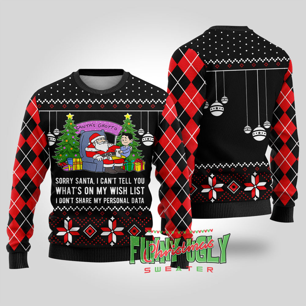 Funny Data Santa Ugly Christmas Sweater Black Merry Christmas Sweatshirt for Holiday Fun