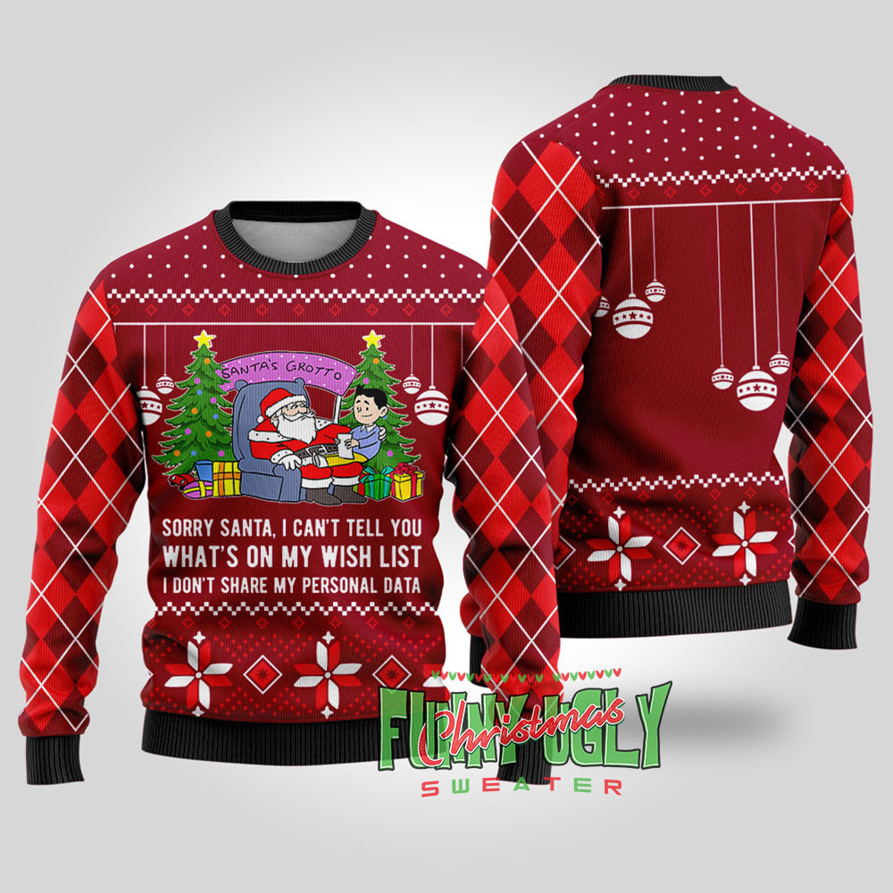 Funny Data Santa Ugly Christmas Sweater Cardinal Red Custom Christmas Sweatshirt for Family Matching