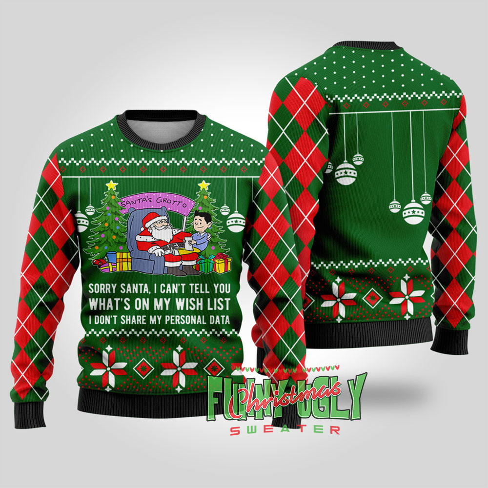 Funny Data Santa Ugly Christmas Sweater Forest Green Trending Christmas Merch Gift 2025 Collection