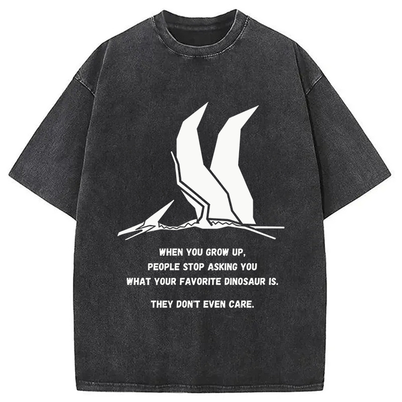 Funny Dinosaur Washed T-Shirt Everyday Comfort Graphic Shirt Gifts For Her