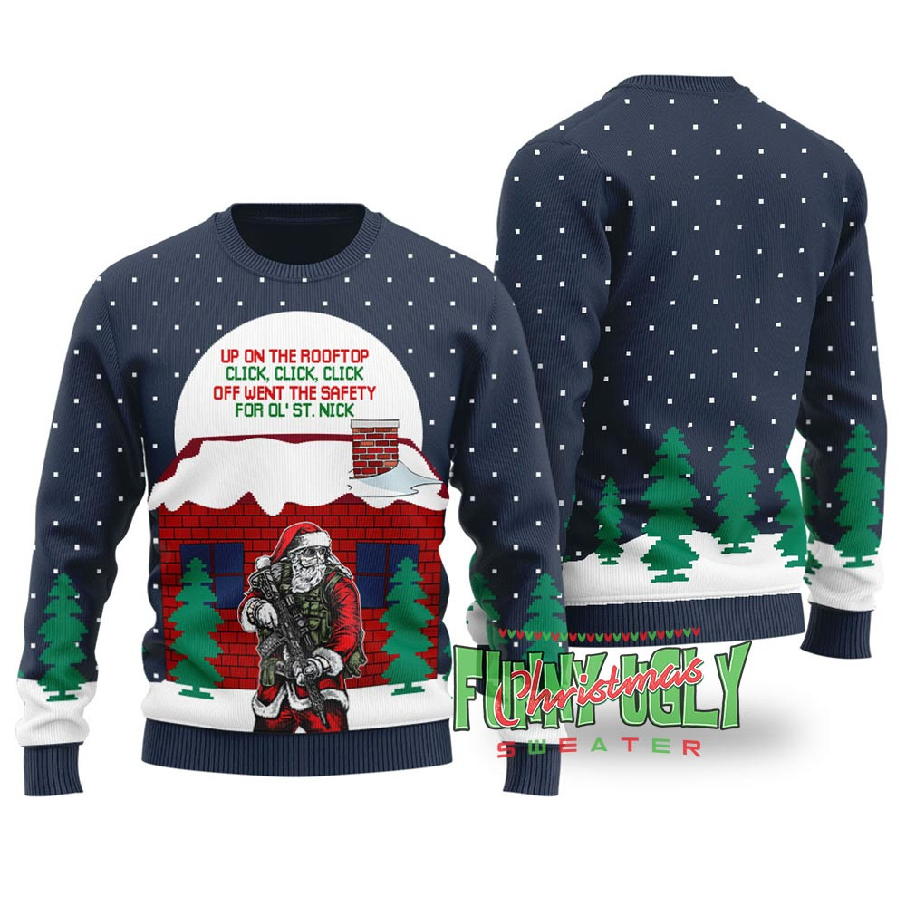 Funny Dirty Santa Ugly Christmas Sweater Navy Popular Holiday Gift Merch for Everyone
