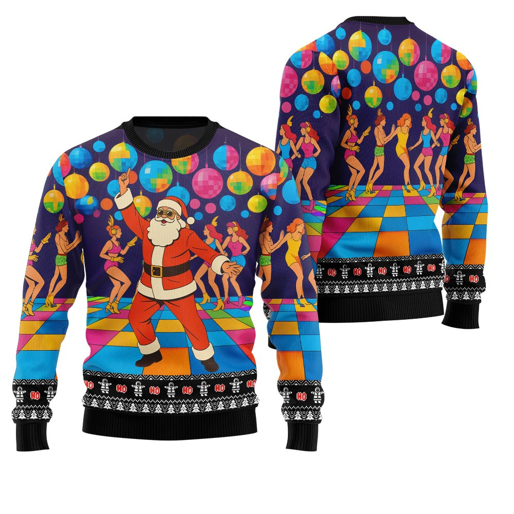 Funny Disco Santa Christmas Sweater Heartwarming Christmas Gift Sweater for Him or Her