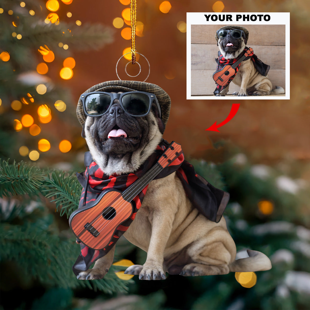 Funny Dog Personalized Photo Mica Ornament Christmas Gift For Dog Dad Dog Mom Cat Dad
