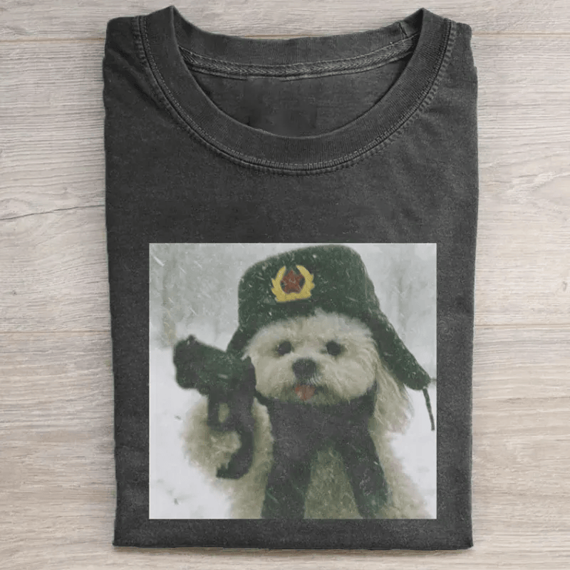 Funny Dog With Gun Meme Graphic T-Shirt Viral Dog Meme Shirt Trending Funny Dog Tee Best Gift For Dog Lovers