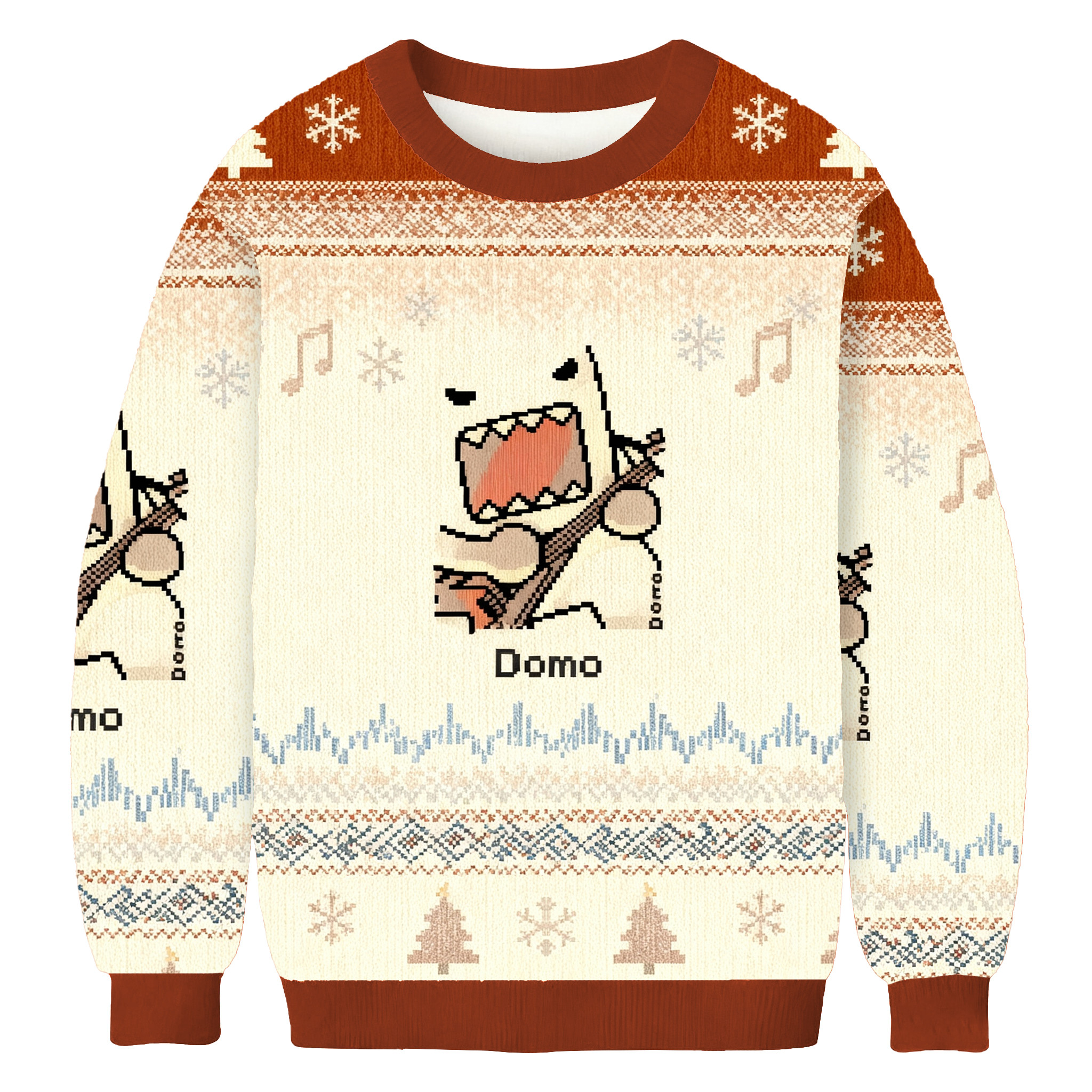 Funny Domo Guitar Christmas Ugly Sweater Christmas Clothing Unique Gifts For Xmas