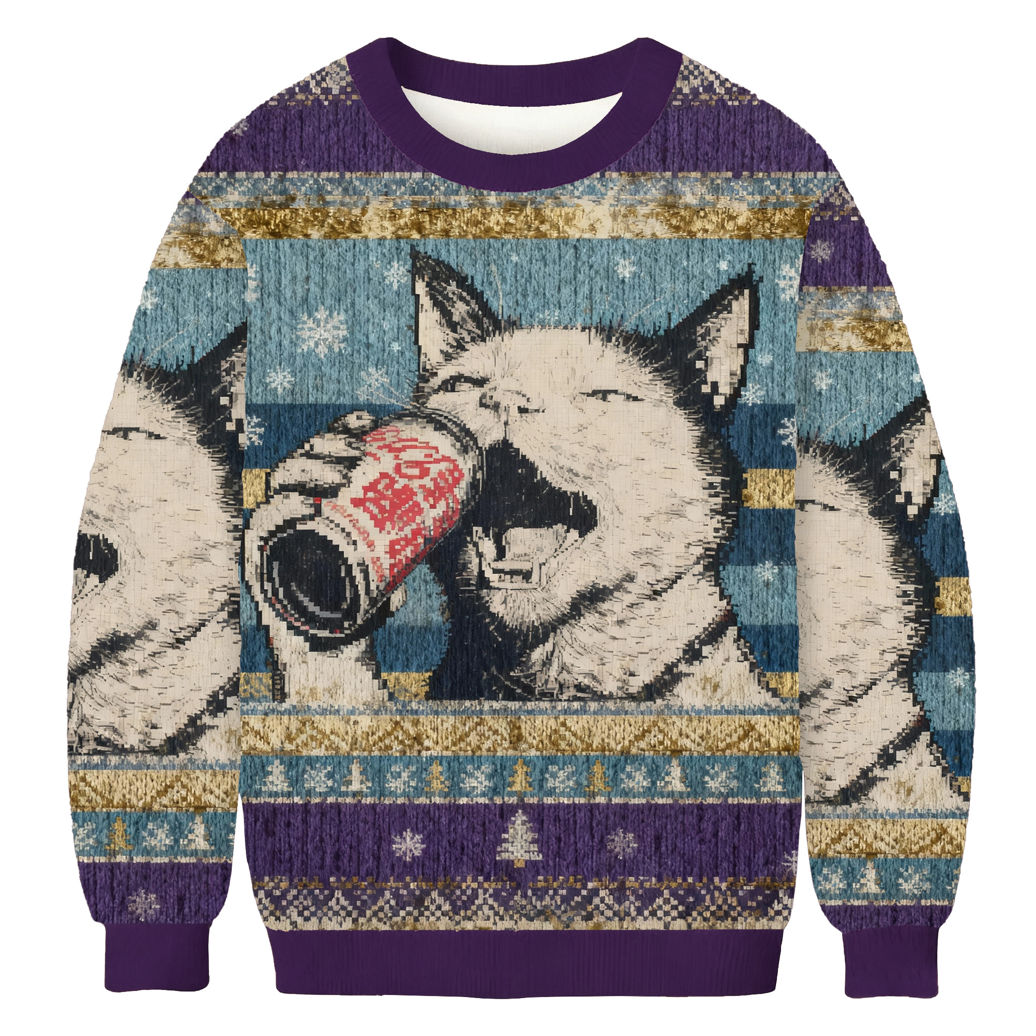 Funny Drink Cat Meme Ugly Sweater Xmas Clothing Christmas Gift For Cat Owners