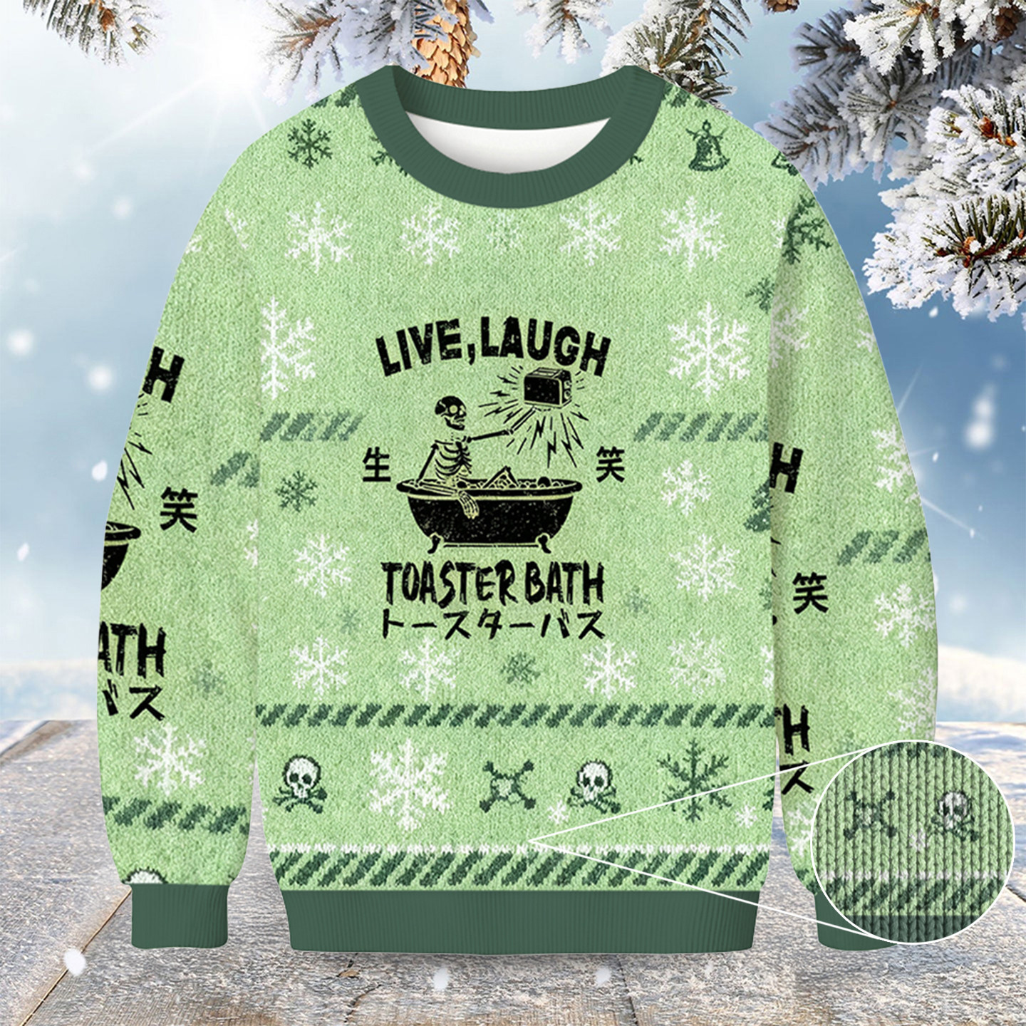 Funny Electric Shock Skeleton Christmas Ugly Sweater Live Laugh Winter Clothes Xmas Gift Ideas