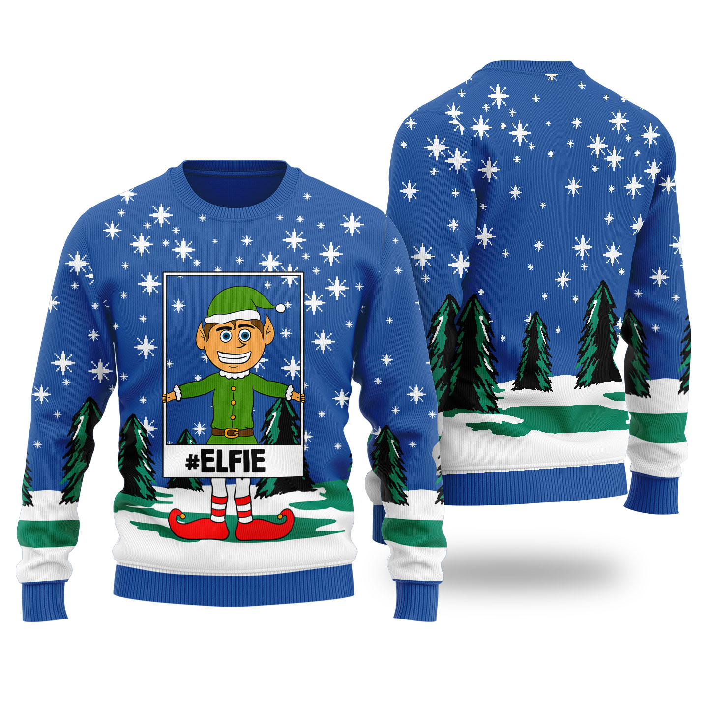 Funny Elf Selfie Ugly Christmas Sweater Royal Trending Christmas Merch Gift 2025 Collection