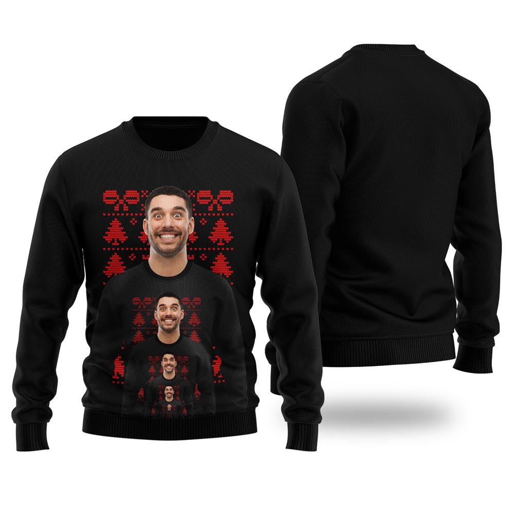 Funny Endless Face Custom Ugly Christmas Sweater Black Best Ugly Sweaters For Christmas