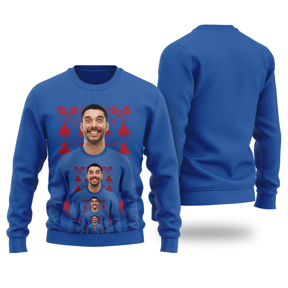 Funny Endless Face Custom Ugly Christmas Sweater Royal Ugly Christmas Gifts