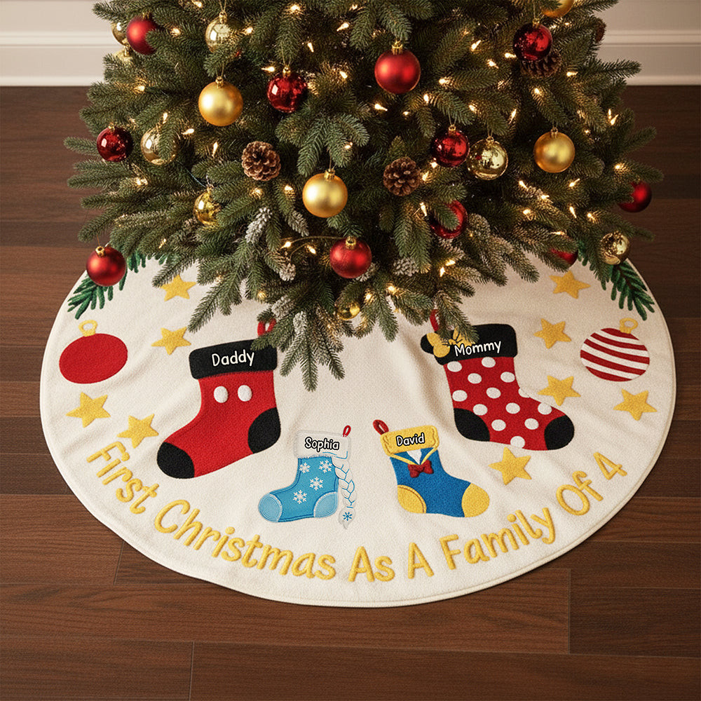 Funny Family Christmas Personalized Quilted Tree Skirt - Funny Gift Ideas For Christmas Party Game