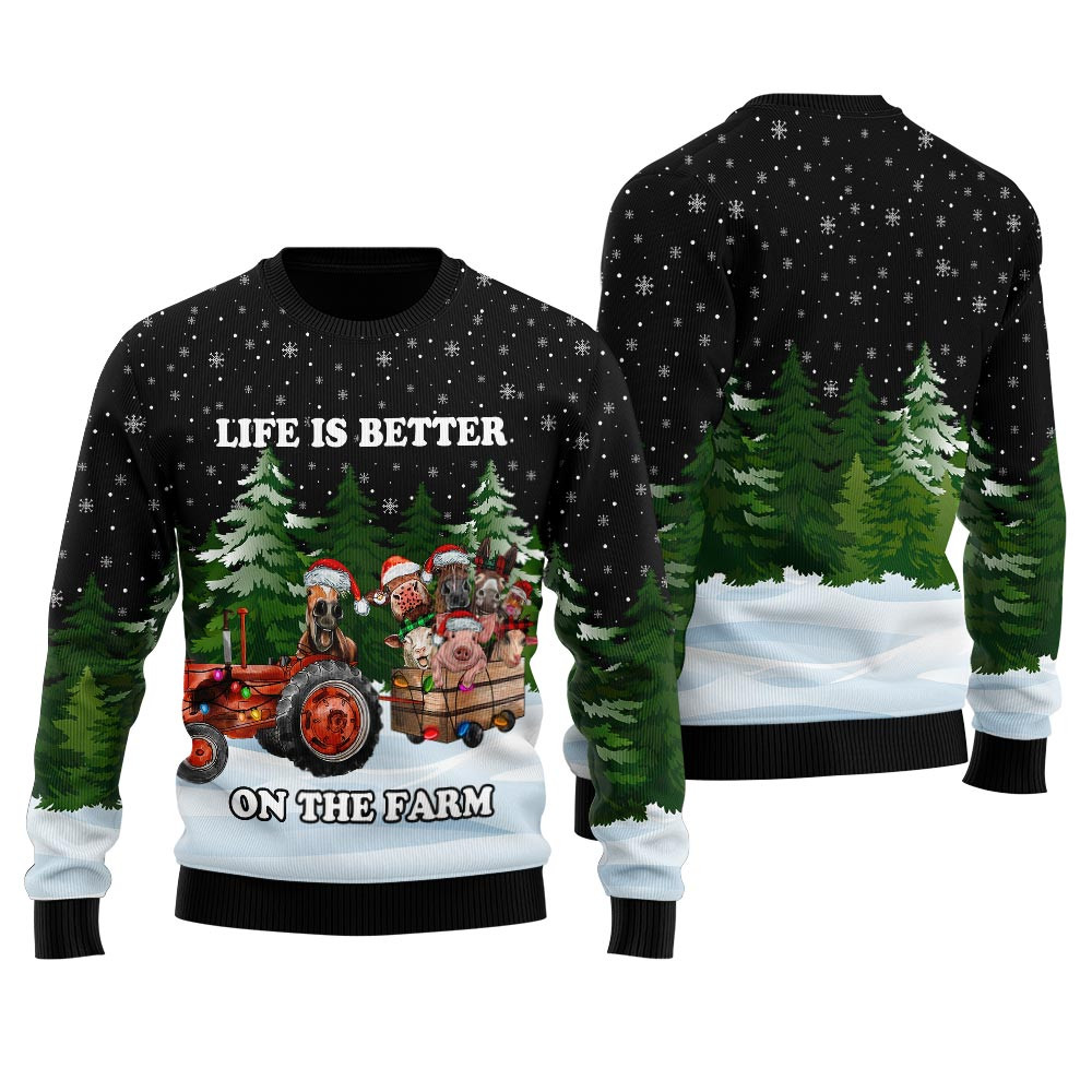 Funny Farm Animals Womens Ugly Christmas Sweater Casual Winter Sweatshirt for Daily Comfort