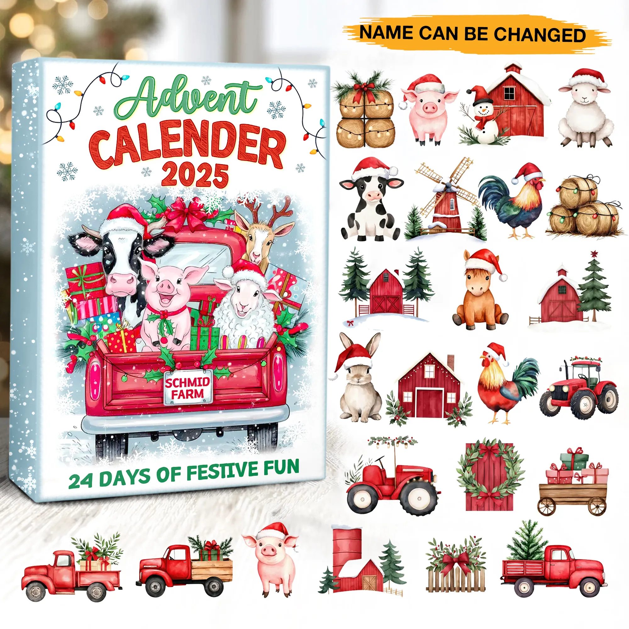 Funny Farm Ornament Advent Calendar 2025 Festive Countdown Farmer Christmas Presents