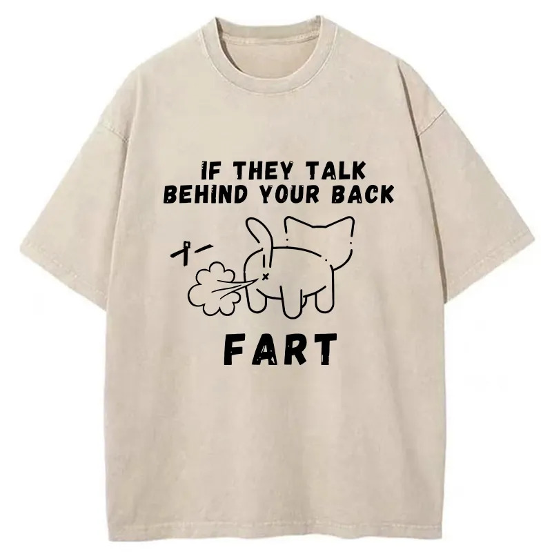 Funny Farting Cat Washed T-Shirt Trendy Everyday Casual Outfit Gifts For Sister