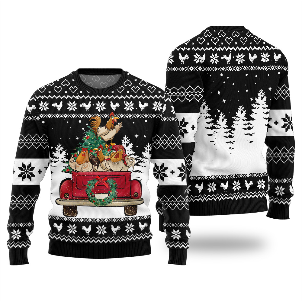 Funny Festive Chicken Ugly Christmas Sweater Funny Holiday Sweater for Family Gatherings