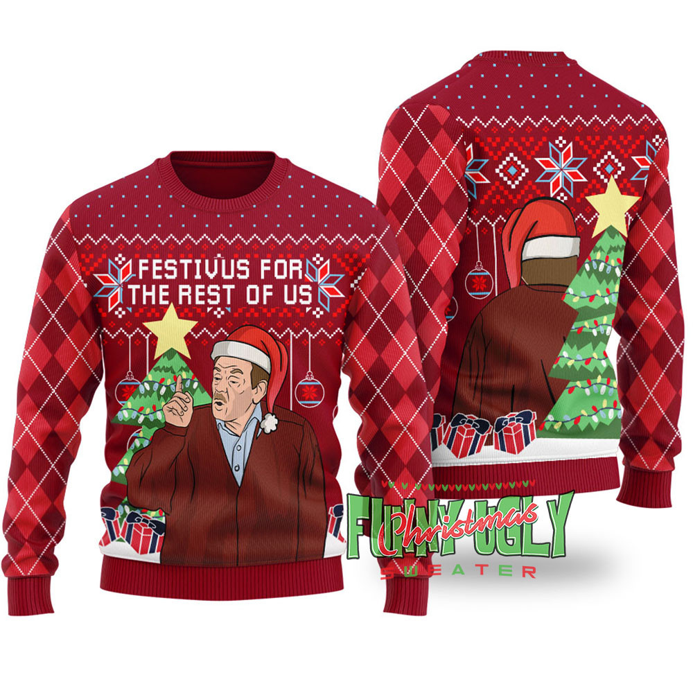 Funny Festivus For The Rest Of Us Seinfeld Christmas Sweater Cardinal Red Best Christmas Merch Gift for Family and Friends