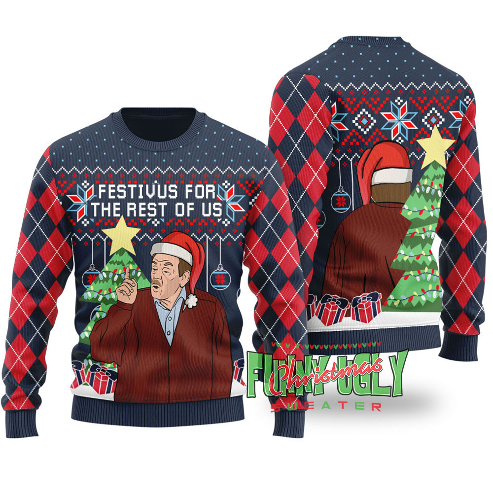 Funny Festivus For The Rest Of Us Seinfeld Christmas Sweater Navy Christmas Merch Gift That Brings Joy and Warmth