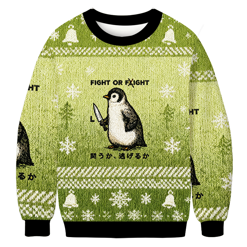 Funny Fight Or Flight Christmas Ugly Sweatshirt Christmas Cozy Winter Wear Gift Ideas
