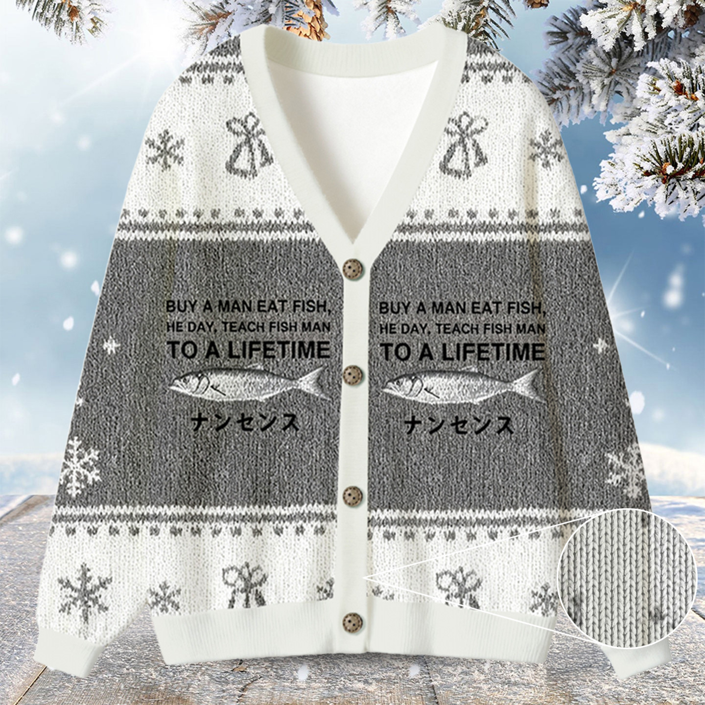 Funny Fish To A Lifetime Ugly Cardigan Sweatshirt Funny Xmas Clothes Christmas Gifts For Dad