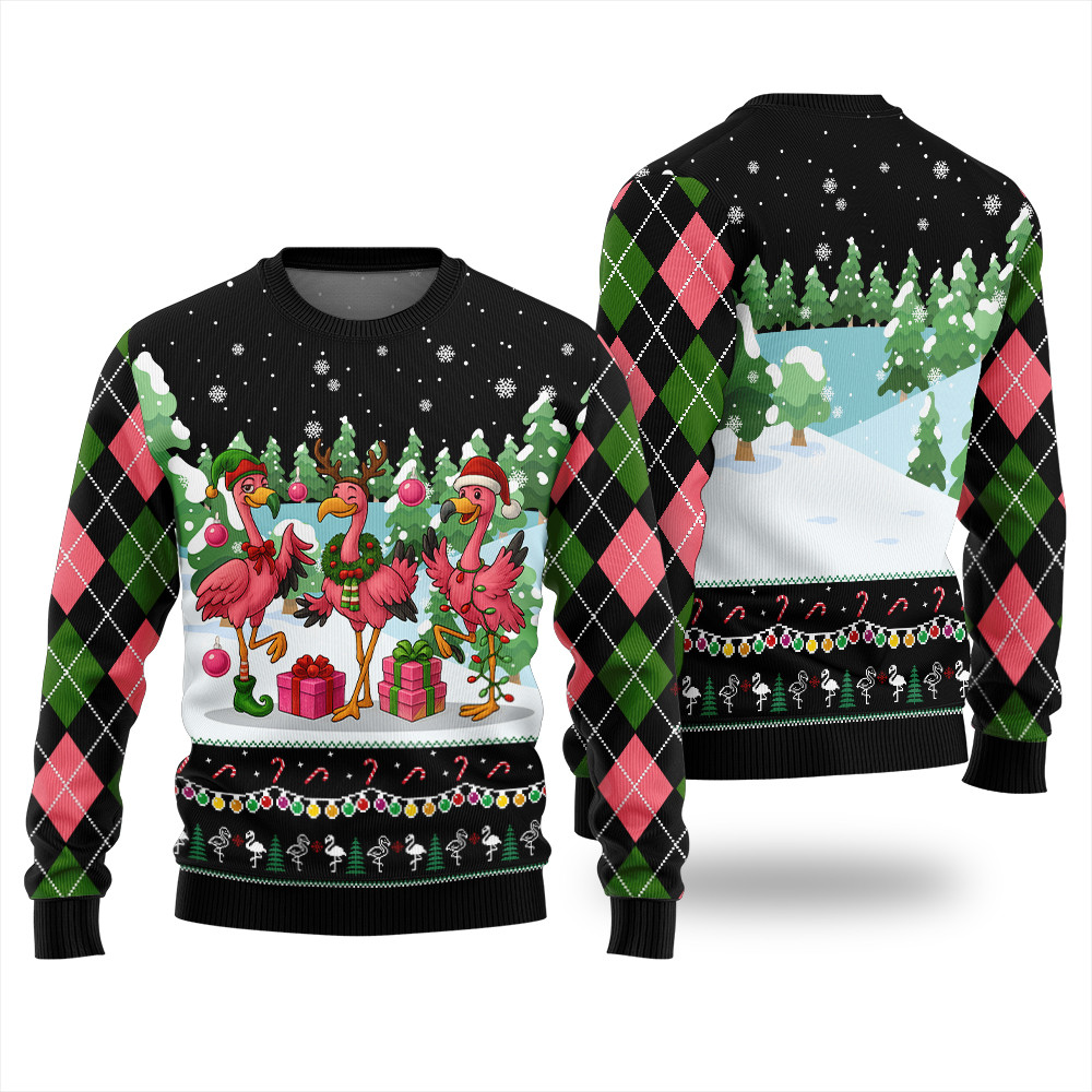 Funny Flamingo Ugly Sweater Festive Sweatshirt for Christmas Celebrations