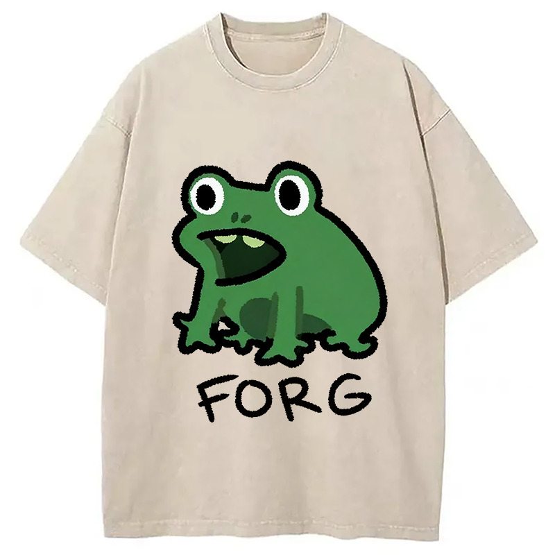 Funny Forg Japanese Washed T-Shirt Cool Graphic Tee For Men Women Gifts For Brother