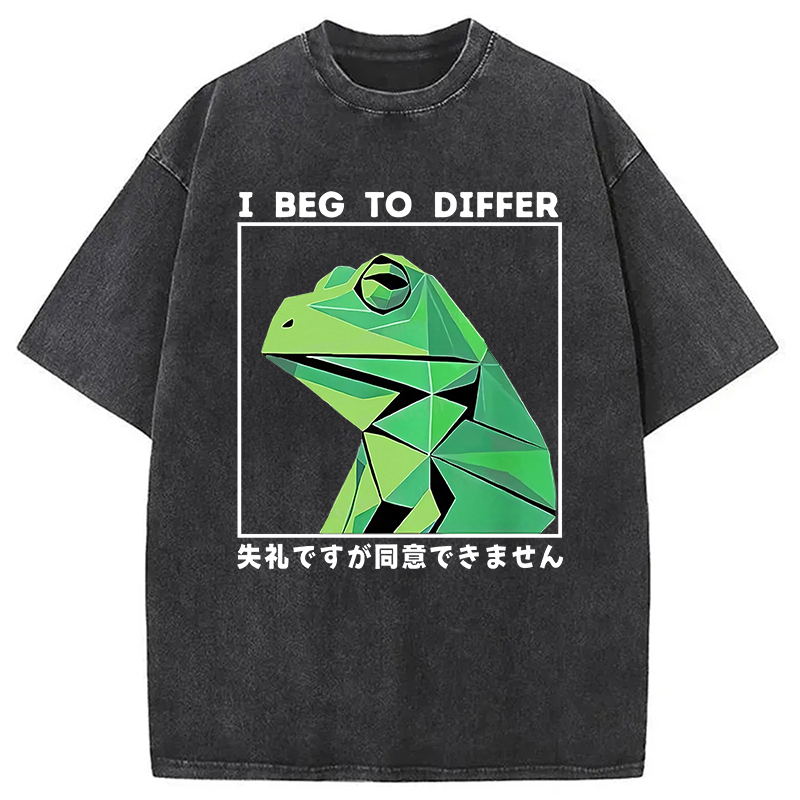 Funny Frog Meme Japanese Washed T-Shirt Classic Graphic Fashion Tee Gifts For Best Friend