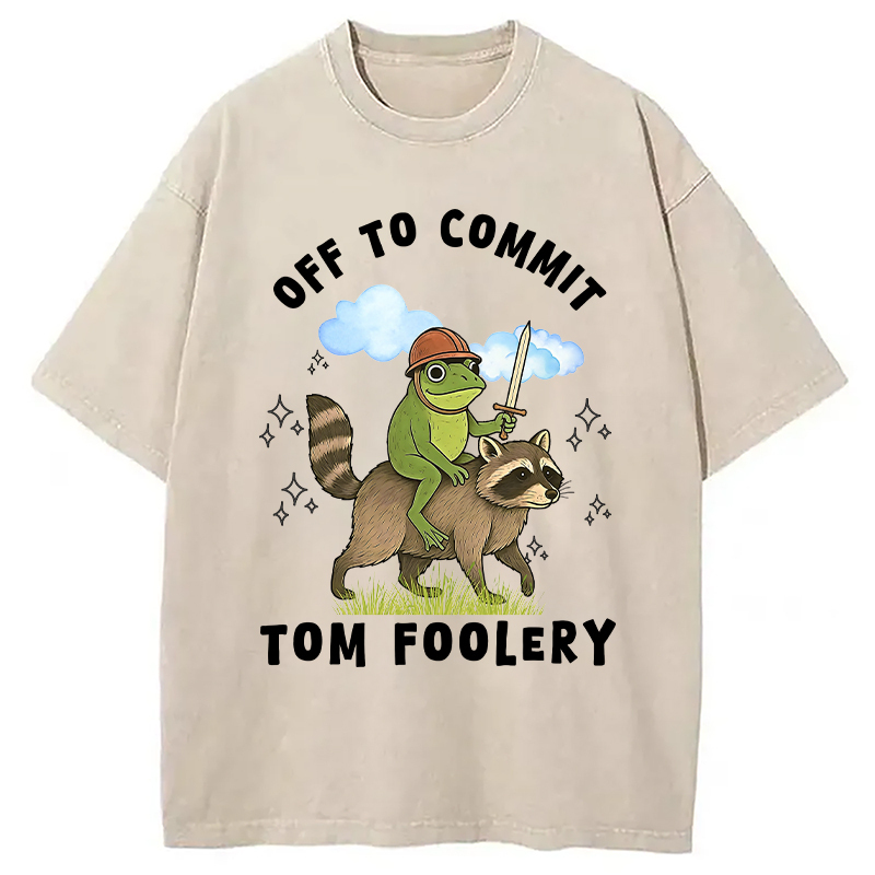 Funny Frog Raccoon Sarcastic Meme Washed T-Shirt Trendy Everyday Casual Outfit Gifts For Besties