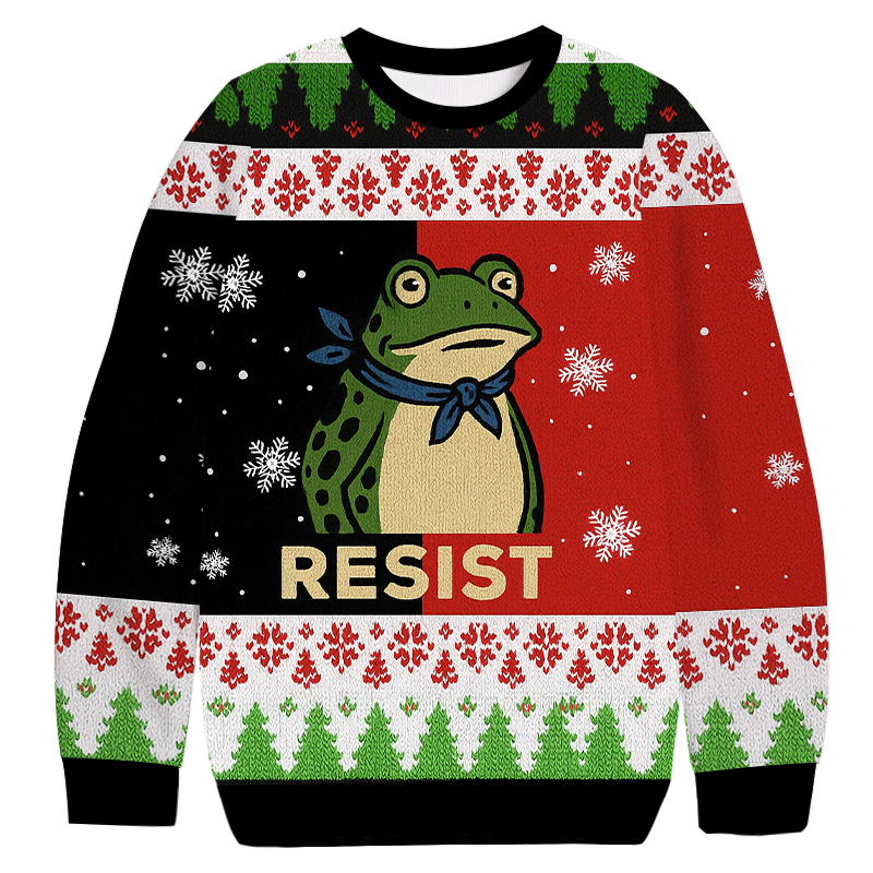 Funny Frog Resist Christmas Ugly Sweatshirt Christmas Party Novelty Sweater Gift Ideas