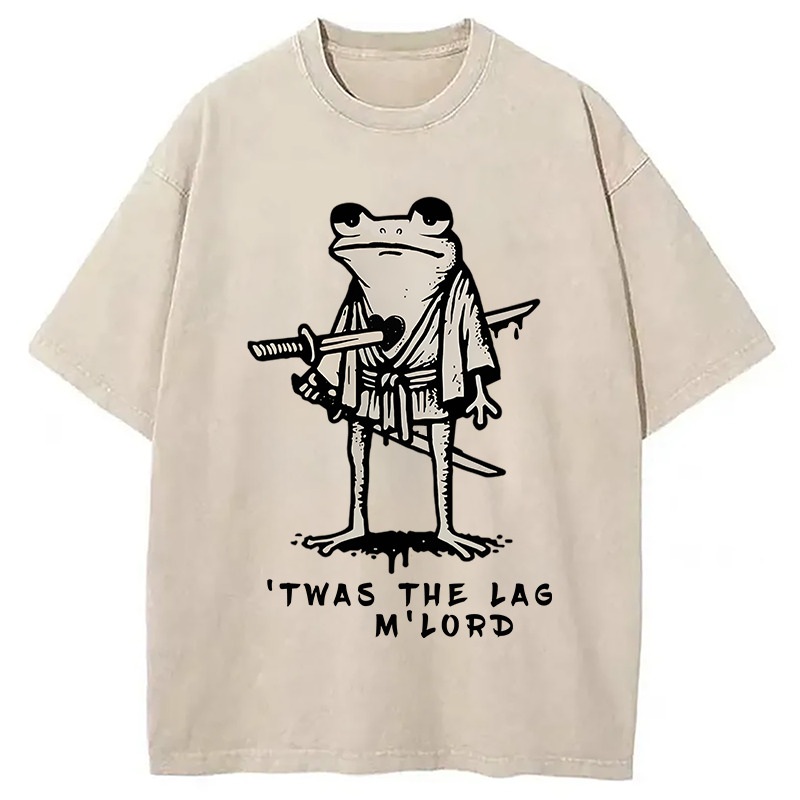 Funny Frog Samurai Washed T-Shirt Retro Humor Outfit Idea Gifts For Sister