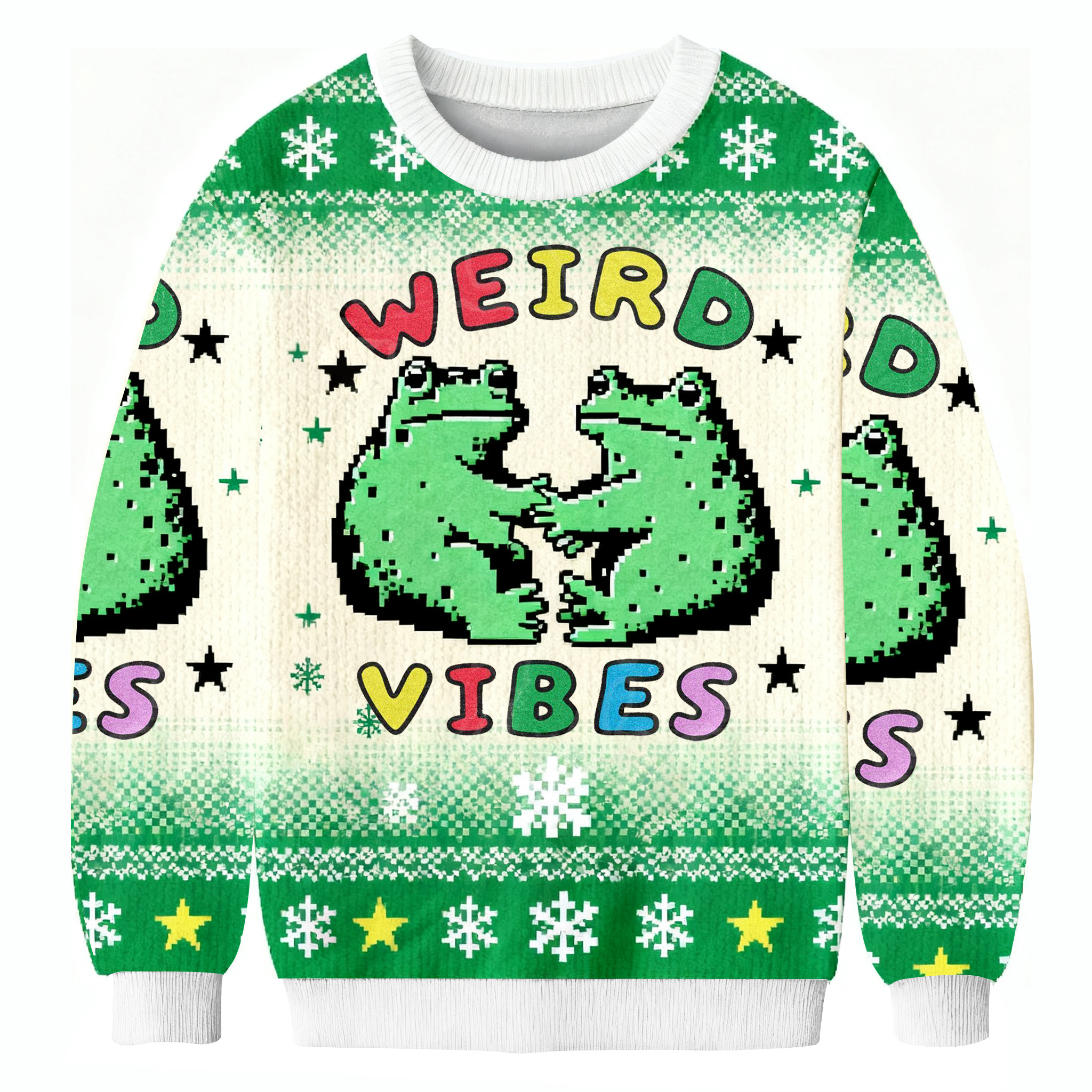 Funny Frog Weird Vibes Christmas Ugly Sweater Xmas Clothing Best Xmas Gifts