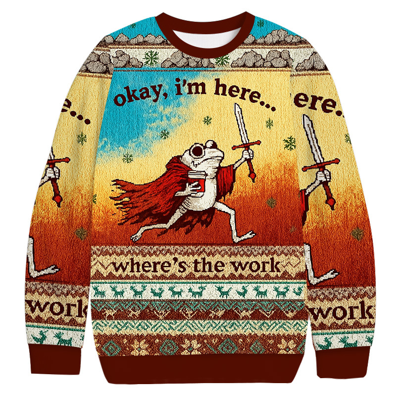 Funny Frog Worker Christmas Ugly Sweatshirt Christmas Cozy Winter Wear Gift Ideas Funny Frog Worker Christmas Ugly Sweatshirt Christmas Cozy Winter Wear Gift Ideas