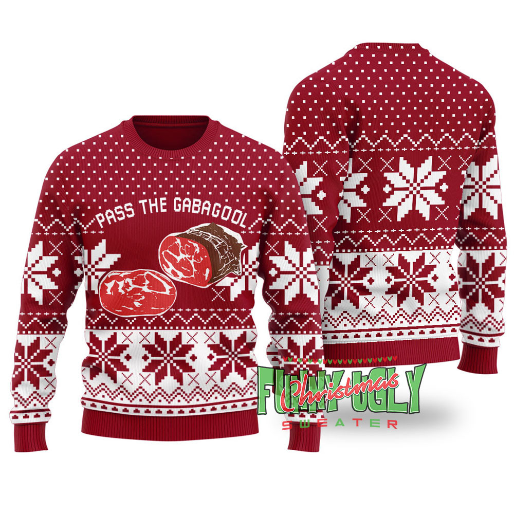 Funny Gabagool Ugly Christmas Sweater Cardinal Red Trendy Winter Sweatshirt for Cozy Moments