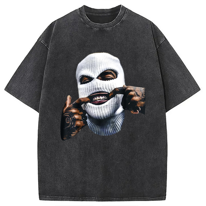 Funny Gangster Gangsta Hip Hop Washed T-Shirt Minimal Retro Graphic Clothing Gifts For Friends