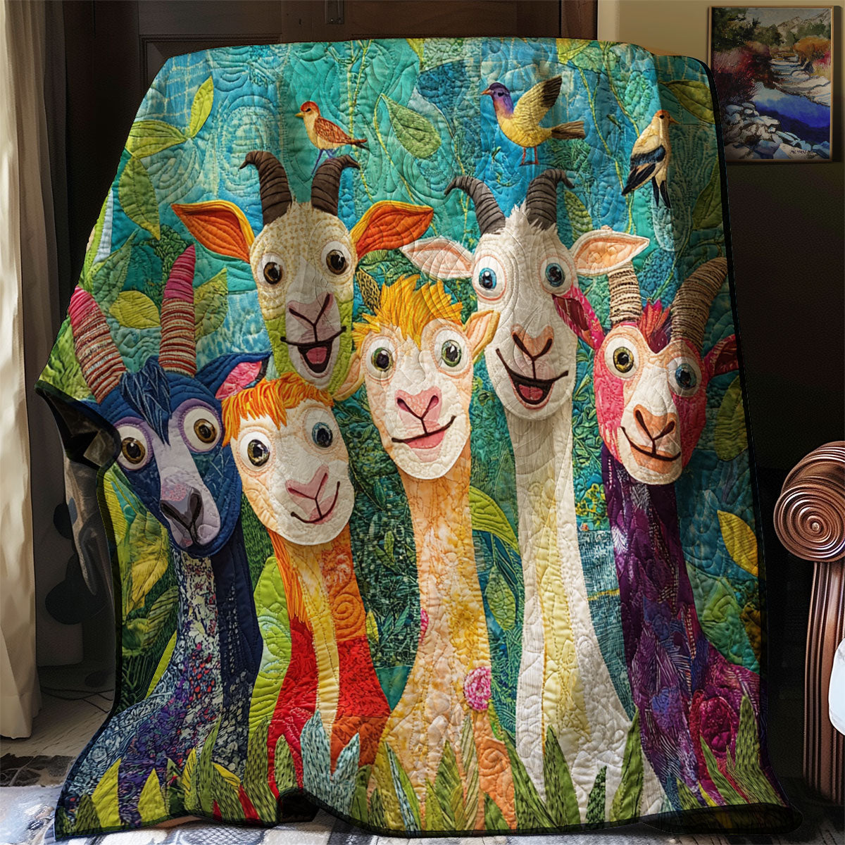 Funny Goats Quilt Blanket Best Throw Blanket Gifts For Mom Who Has Everything