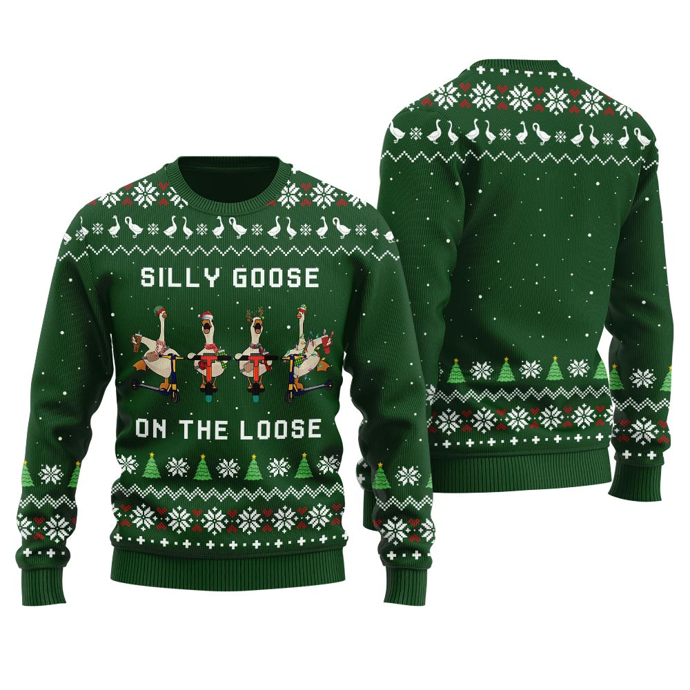 Funny Goose Skating Mens Funny Christmas Sweater Holiday Merch That Makes a Perfect Christmas Gift